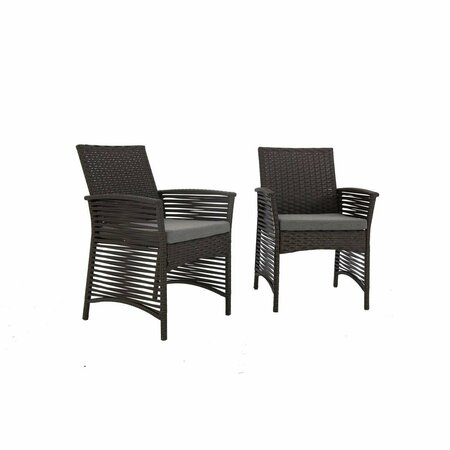 BRUJULA 2 Piece Outdoor Steel Frame Sofa Set Rattan Furniture Arm Chairs with Cushions BR2931237